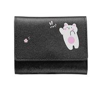 Generico Wallet - Small Purse PU Three Fold Card Holder with Small Cash Pocket Animal Design, Accessory for Girls, Compact Transport | Stylish Folding Wallet, Black, Please refer to the description