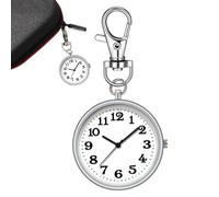 Generico Watch Clip, Round Pocket Watch Clip On Buckle Key | Exquisite Clip Watch Bags Charm, Pendant Watch for Holidays, Families, Lovers, silver, riferimento alla descrizione, Reference description
