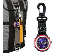 Generico Watch with Survival Accessory for Outdoor | Watch with Carabiner for Outdoor Activities Camping Hiking Backpacking Sport Mountaineering Adventure, red, riferimento alla descrizione