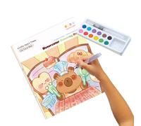 Generico Watercolor Book for Children - Painting Kit for Children - Interactive Book with Watercolor Cartoon Manual Practical Educational Artistic Tool from 3 Years Old
