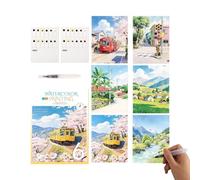 Generico Watercolour Set - 12 Colours, Portable Notebook for Beginners with Brush - Materials for Sketching Home Desk Study School University Outdoor Travel Car Ceramic