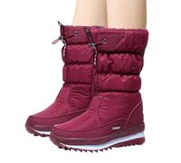 Generico Waterproof Insulated Mid-Calf Ankle Boots, Snow Boots for Women | Winter Shoes for Women - Waterproof Outdoor Boots, Short Boots for Women Women Grandma, red, 5 UK