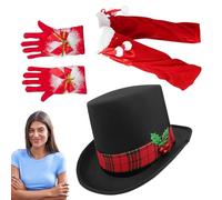 Genérico Weihnachtsmann-Kostüm, Weihnachtsoutfits Für Frauen - Cowgirl-Hut-Weihnachtsoutfits - 3x Weihnachtsmann-Kostümset, Ausgefallene Weihnachtskostüme Für Bühnenauftritte, Weihnachtsfeiern