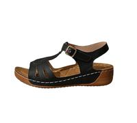Generico White Sandals with Heel and Platform - Flip Flops with Wide Heel and Unique Strap for Women Casual Modern Slippers Beautiful Slippers Arch Support Faux Leather Soft Slippers, Black, 9.5 UK
