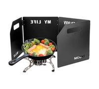 Generico Windshield for Camping Stove - Folding Screen, Compact Aluminium Panels, Windproof Protection for Outdoor Barbecue, Portable Kitchen Protection | Gas Windshield