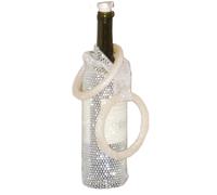 Genérico Wine Bags: Champagne Bottle Mesh with Rhinestones, Storage Blsa with Handle, Vno Cn Rhinestone Bottles, Elegant Wine Bottle Holder P, White/Dark Grey , Consulte la descripción, See