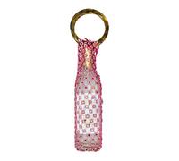 Genérico Wine - Reusable Travel with Resin Handle, Mesh Bottle Holder for Beach Picnic Parties, Portable Wine Carrier for Birthdays, Weddings, Family Gatherings, Colour Pink, Consulte la descripción