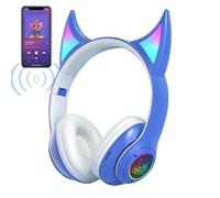 Generico Wireless Over Ear Headphones Over Ear Gaming Headphones - Cordless Devil Cat Ear Gamer | Lightweight Gamer Sports Headphones with Colorful Breathing Lights for Gig