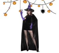 Genérico Witch Costume | Witch Cosplay Set - Lace Accessories Halloween Pantyhose Cape Hat For Party
