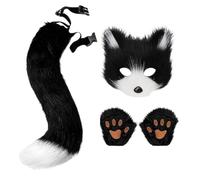 Genérico Wolf Costume Set, Wolf Cosplay, Cat Paw and Tail Gloves Set,Realistic Cat Tail and Paw Gloves Set, Furry Cat Tail and Tail Set for Costume