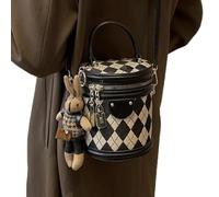 Genérico Women Bucket - PU Shoulder Multi-function Large Capacity Hand Held | Stylish Organizer Accessory for Girls, Women, Women, Ladies, Casual Use for, Black + Pendant, Consulte la descripción