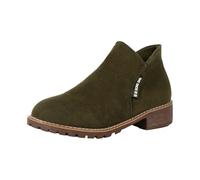 Genérico Women's Boots with Stable Wide Heel Shoes Low Heels Elegant Shoes Leather with Adjustable Zipper Slippers Soft Suede Brown Ankle Boots Warm Women Non-Slip, green, 8 UK