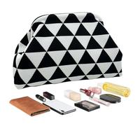 Generico Women's Clutch Handbag | Nylon Polyester Crochet Craft 30 x 9 x 20 cm Lightweight 220 g Woven Construction | Dumpling Shape Triangular Striped Texture Wrist Carry Purse | Summer Beach Leisure