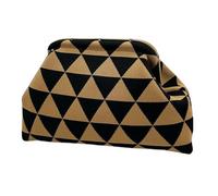 Generico Women's Clutch Handbag | Nylon Polyester Crochet Craft 30 x 9 x 20 cm Lightweight 220 g Woven Construction | Dumpling Shape Triangular Striped Texture Wrist Carry Purse | Summer Beach Leisure