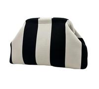 Generico Women's Clutch Handbag | Nylon Polyester Crochet Craft 30 x 9 x 20 cm Lightweight 220 g Woven Construction | Dumpling Shape Triangular Striped Texture Wrist Carry Purse | Summer Beach Leisure