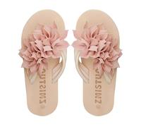 Generico Women's Comfortable Flip Flops - Flat Summer Sandals with Flower, Voluminous Design on the Neck Slippers, Open Toe Lightweight Footwear, Flat Bottom Flexible Summer Profile Slippers, Pink