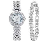 Generico Women's Elegant Secondary Dial Quartz Watch Diamond Bracelet Watch Luxury Set, West