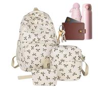 Generico Women's Fashion Backpack - Bowknot Work Backpack Woman, White | Lightweight Cute Large Capacity Pack Cosmetic Organizer Traveling Teacher Outdoor Tourist Business Airplane