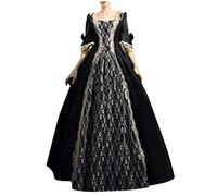 Generico Women's Medieval Victorian Renaissance Long Evening Dress for Carnival Halloween Party Princess Queen Costume Woman Evening Costume of the 800s