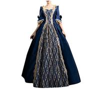 Generico Women's Medieval Victorian Renaissance Long Evening Dress for Carnival Halloween Party Princess Queen Costume Woman Evening Costume of the 800s