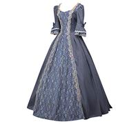 Generico Women's Medieval Victorian Renaissance Long Evening Dress for Carnival Halloween Party Princess Queen Costume Woman Evening Costume of the 800s
