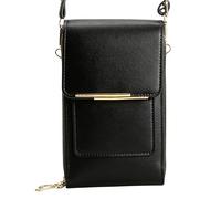 Genérico Women's Phone Pouch, Compact Shoulder Wallet, 18 cm for Beach Trips Festivals Shopping and Travel Carrying, Transparent Screen Window with Organized Multi Pocket Storage, Black, Consulte la