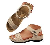 Genérico Women's Sandals Women's Comfortable Sandals, Women's Summer Sandals Single Strap Breathable Non-Slip Thick Sole Ergonomic Design Minimalist Solid Colour, beige, 9.5 UK