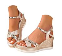 Genérico Women's Sandals Women's Comfortable Sandals, Women's Summer Sandals Single Strap Lightweight Soft Material Eco-Friendly Material Without Foot Pain Flexible 2026 Trend, gold, 5 UK