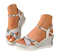Genérico Women's Sandals Women's Comfortable Sandals, Women's Summer Sandals Single Strap Lightweight Soft Material Eco-Friendly Material Without Foot Pain Flexible 2026 Trend, metallic silver, 5 UK
