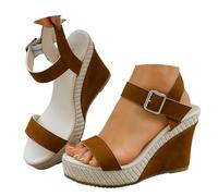 Genérico Women's Sandals Women's Comfortable Sandals, Women's Summer Sandals Single Strap Non-Slip Lightweight Soft Cushioning Breathable Trend 2026 For Holiday, brown, 7 UK