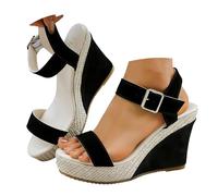 Genérico Women's Sandals Women's Comfortable Sandals, Women's Summer Sandals Single Strap Non-Slip Lightweight Soft Cushioning Breathable Trend 2026 For Holiday, Black/White, 8 UK