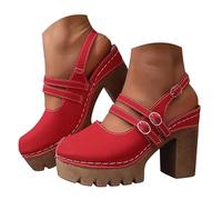 Genérico Women's Sandals Women's Comfortable Sandals, Women's Summer Sandals Single Strap Thick Sole Classic Style Quick Dry Wear-Resistant Lightweight Do Not Rub Classic Style, red, 6 UK