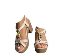 Genérico Women's Sandals Women's Comfortable Sandals, Women's Summer Style Boho Chic Romantic High Platform Thick Wedge for Holiday Minimalist Resistant Cushioning Durable, Light Green, 7 UK