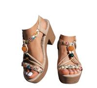 Genérico Women's Sandals Women's Comfortable Sandals, Women's Summer Style Boho Chic Romantic High Platform Thick Wedge for Holiday Minimalist Resistant Cushioning Durable, orange, 9.5 UK