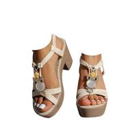 Genérico Women's Sandals Women's Comfortable Sandals, Women's Summer Style Boho Chic Romantic High Platform Thick Wedge for Holiday Minimalist Resistant Cushioning Durable, white, 5 UK