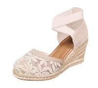 Generico Women's Summer Closed Shoes - Women's Flat Shoes with Round Toe Strap, Open Side, Low Heel, Black Beige, Free Foot, Simple Daily Line, Stable Sandal, beige, 9 UK