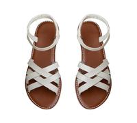 Generico Women's Summer Sandals with Elastic Ankle Strap - Women's Slave Flat Sandals Elegant Comfortable Strappy Shoes Open Back Lightweight Sandal for Holiday and Beach, White, 8 UK