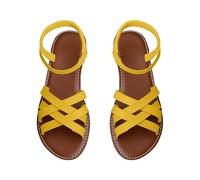 Generico Women's Summer Sandals with Elastic Ankle Strap - Women's Slave Flat Sandals Elegant Comfortable Strappy Shoes Open Back Lightweight Sandal for Holiday and Beach, yellow, 5 UK