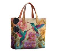 Generico Women's Tote - Floral Shoulder Large Capacity, Lightweight Casual Shopper, Durable Shoulder Daily Use | Elegant Tote for Work Shopping Travel Beach Picnic, Hummingbird, riferimento alla