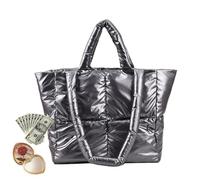 Genérico Women's Tote Puffer - Soft Padded Shoulder Style Shopper Lightweight Hobo | Casual Large Capacity Ladies Work Travel Shopping Provides Excep, Grey, Consulte la descripción