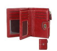 Generico Women's Wallet - Slim Bifold Credit Card Holder, Leather Coin Purse with Zipper Lock, Compact Organizer with Three Door Clutch, Elegant Money Holder