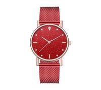 Generico Women's Watches - Shiny Link Strap, Women's Watches with Shiny Mesh Strap | for Banquet, Social Activities, Travel, Birthday, Exams for Mother, Girlfriend, Wife, red, riferimento alla