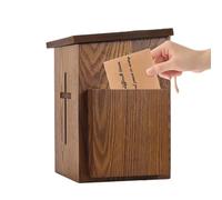 Generico Wood Donation Box - Lockable Wooden Offering Container, Secure Charity Tithe Collection Case, Durable Religious Fundraising Storage Unit, Parish Shrine Funeral Event Service Congregation Use