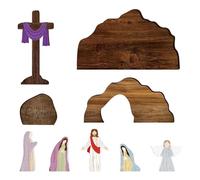 Genérico Wooden Birth Representation,Rustic Style Religious Decorations | Nativity Sets & Figures | for Home Church Family Night & Indoor Decoration