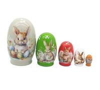 Generico Wooden Dolls - Wooden Spring Decoration with Stacking Bunnies, Traditional Russian Matryoshkas - for Living Room, Bedroom, Entrance, Desk and Seasonal Table