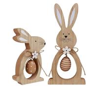 Generico Wooden Easter Rabbit | 2 Festive Decorations | Table Spring Figure Ornament - for Home Office Collectors Living Room Study Bedroom Entrance Sill Bedside Table