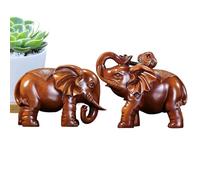 Genérico Wooden Elephant Statue | Wooden Carved Figure - Pair of Rustic Handmade Figures for Bookshelf Desk Living Room Bedroom