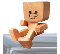 Genérico Wooden Figure for Dashboard - Decoration Cars Little Man Moving Wood, Funny Ornament for Dashboard, Vehicle, Home, Office, Living Room, Bedroom, Bookcase