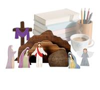 Generico Wooden Nativity Scene, Rustic Religious Figures for the Nativity Scene, Complete Set of Christmas for Home Church Family Evening Easter Indoor Garden and Table