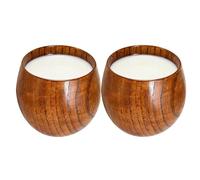 Generico Wooden Tea Cups, 2 Pieces Set of Wooden Cups for Drinks | Vintage for Home | for Parties Kitchen Dining Room Coffee Counter Coffee Tea Wine Milk